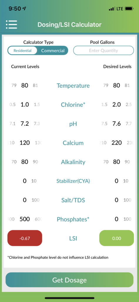 Here you can glimpse the power of the Orenda Technology App. This amazing software allows us to measure the LSI index for your pool water. As you can see from the image, by booster the pH & Calcium of the pool water, we are able to restore the balance to this swimming pool. It's simple in theory and highly effective at saving you money.